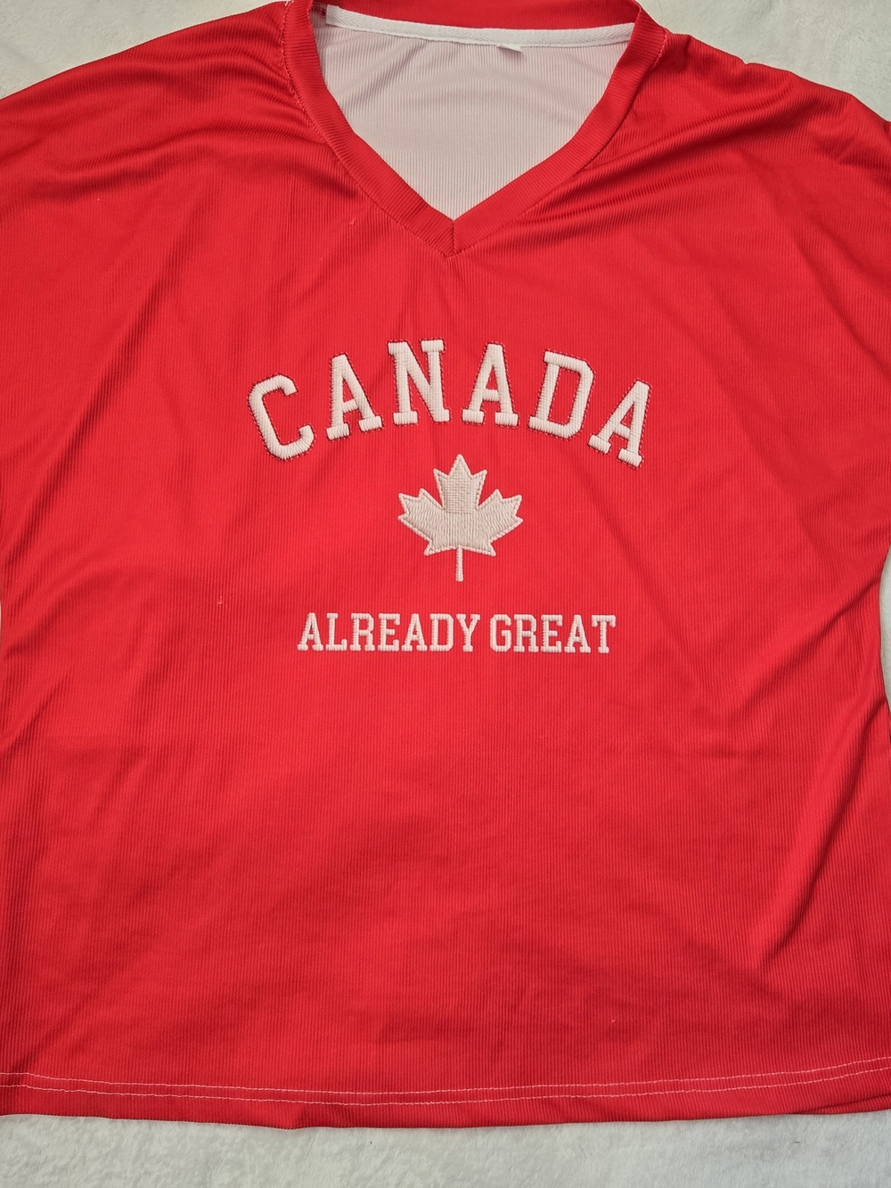 Source Unknown Red Canada 'Already Great' V-Neck Jersey